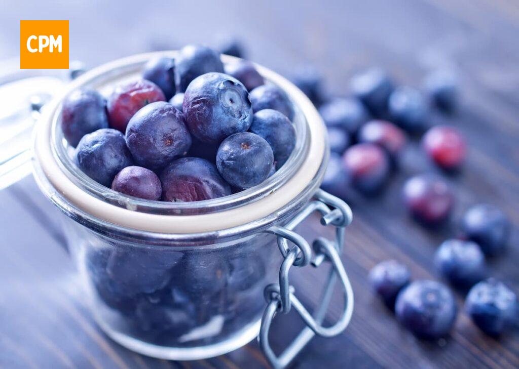 Imagem mostra mirtilos usados para fazer suco azul