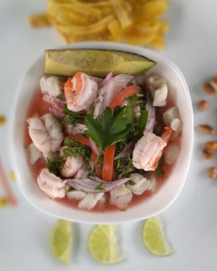 Imagem mostra ceviche em uma tigela